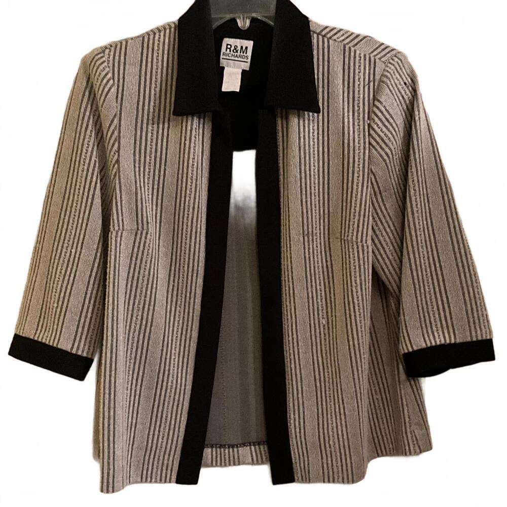 R&M Richard’s Beige & Black Open front Jacket 16